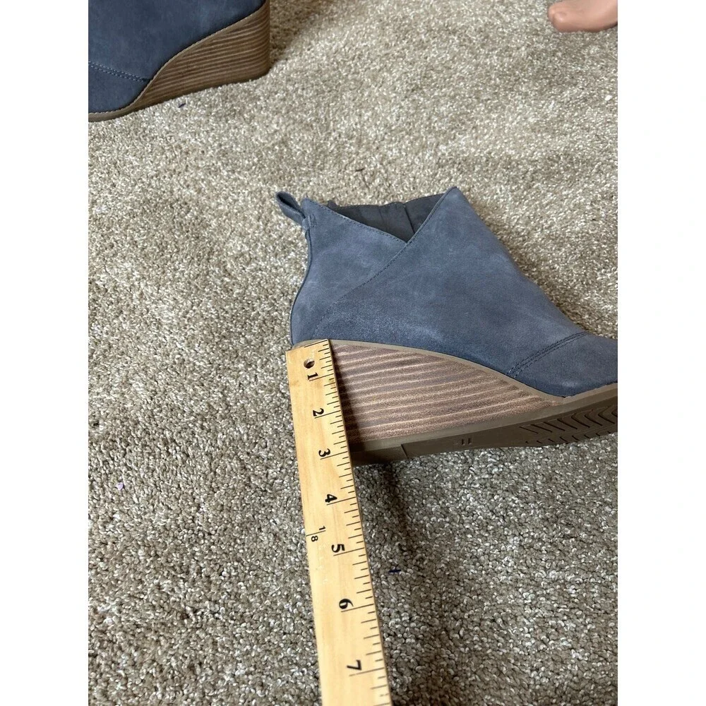 Toms SUTTON WEDGE BOOTIE IN DARK GREY stacked wedge heel NEW SZ 12ankle boots